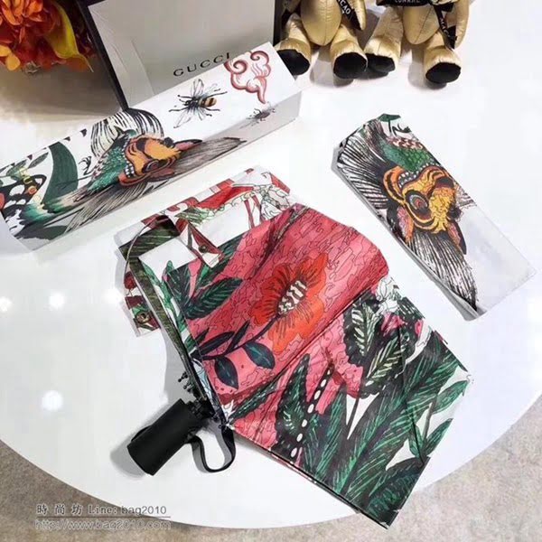 GUCCI古馳傘 2018年度 最新火爆單品 G家自動傘 古奇小蜜蜂圖案 防曬晴雨傘  zm1017